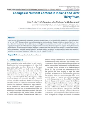 Cover of Changes in Nutrient Content in Indian Food Over Thirty Years